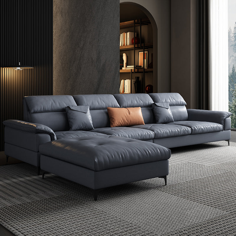 Modern 35.43 " H Faux Leather Pillow Top Arm Sofa for Living Room