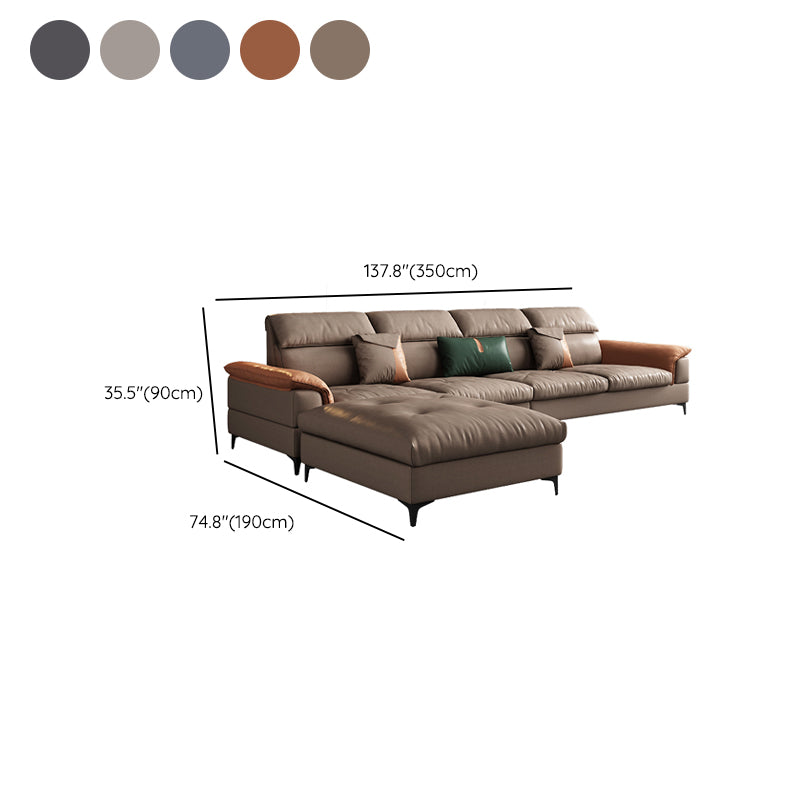 Modern 35.43 " H Faux Leather Pillow Top Arm Sofa for Living Room