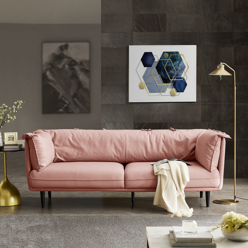 Modern Faux Leather Standard Settee Tuxedo Arm Sofa for Living Room