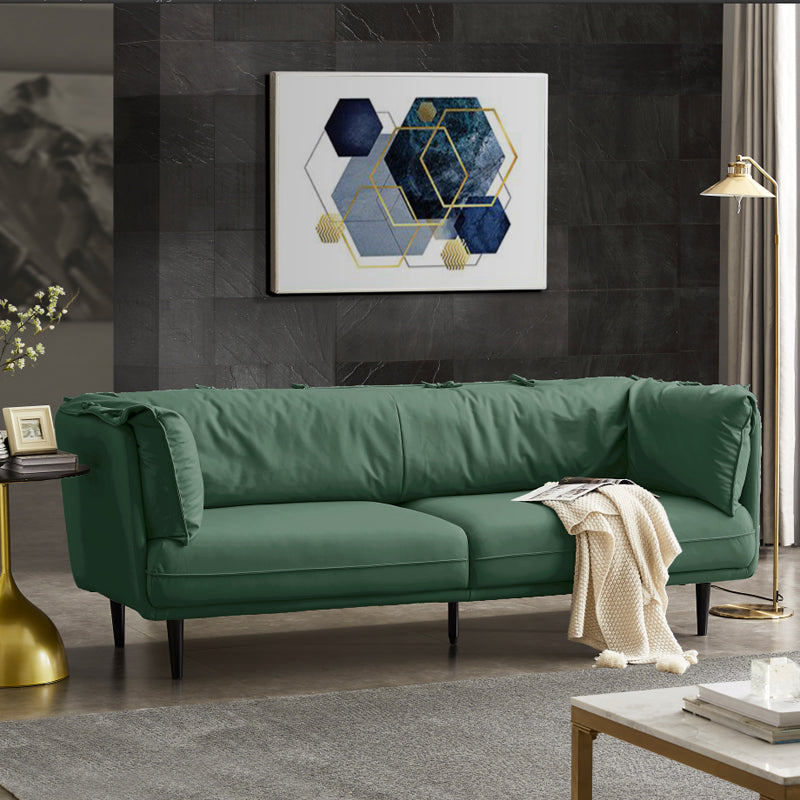 Modern Faux Leather Standard Settee Tuxedo Arm Sofa for Living Room