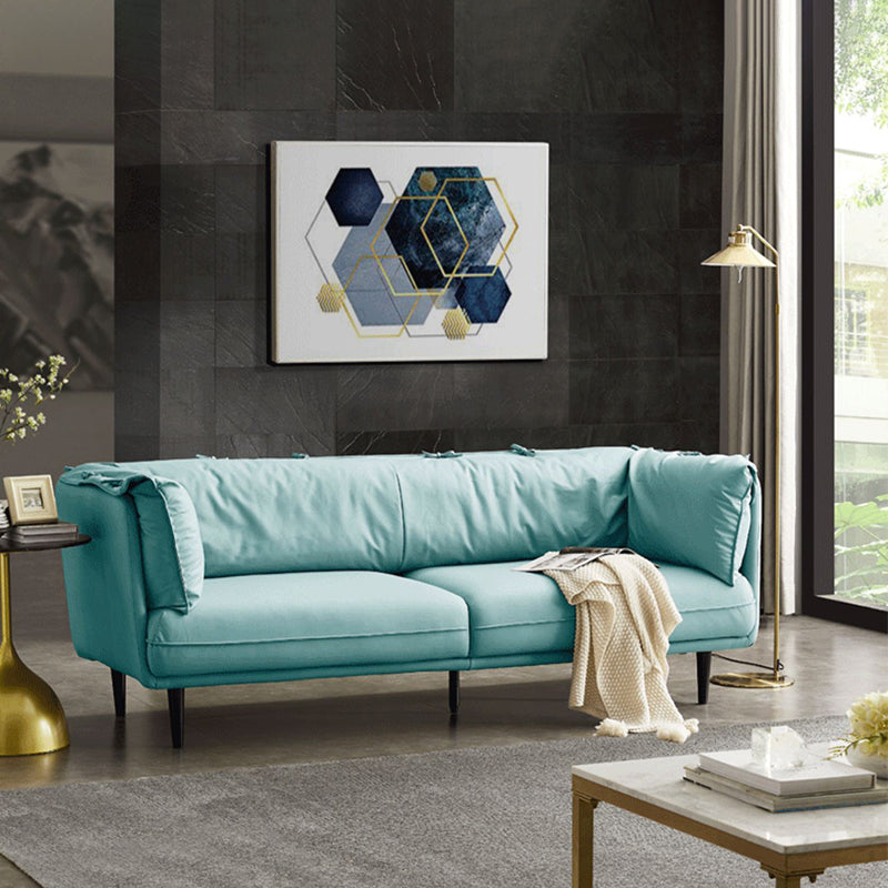 Modern Faux Leather Standard Settee Tuxedo Arm Sofa for Living Room