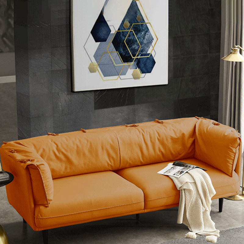 Modern Faux Leather Standard Settee Tuxedo Arm Sofa for Living Room