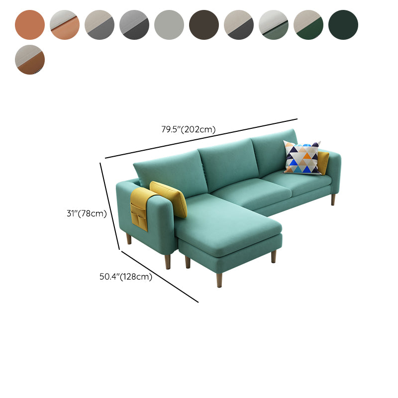 Scandinavian 30.7 " H Faux Leather Square Arm Sofa & Chaise with storage