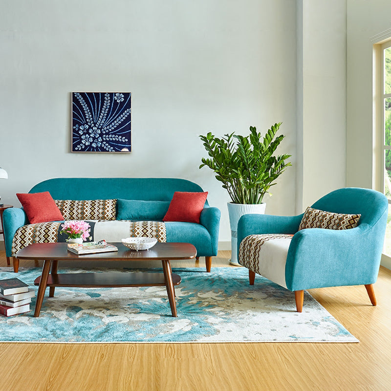 Contemporary Flared Arm Sofa Fabric Tight Back Seating for Apartment