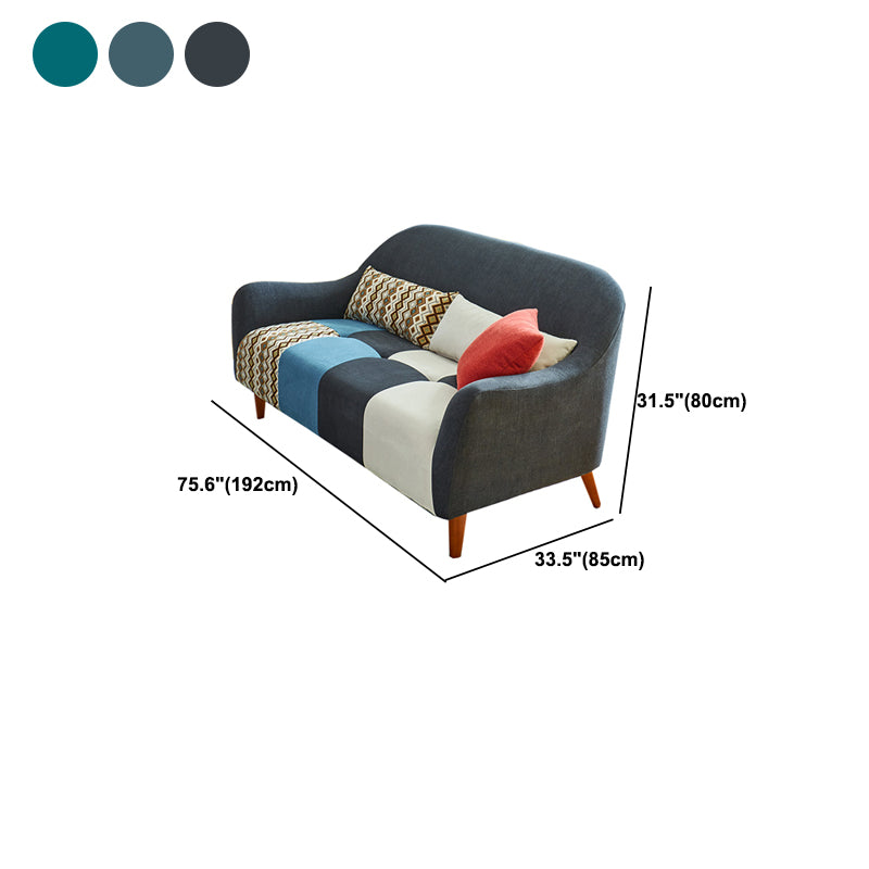 Contemporary Flared Arm Sofa Fabric Tight Back Seating for Apartment