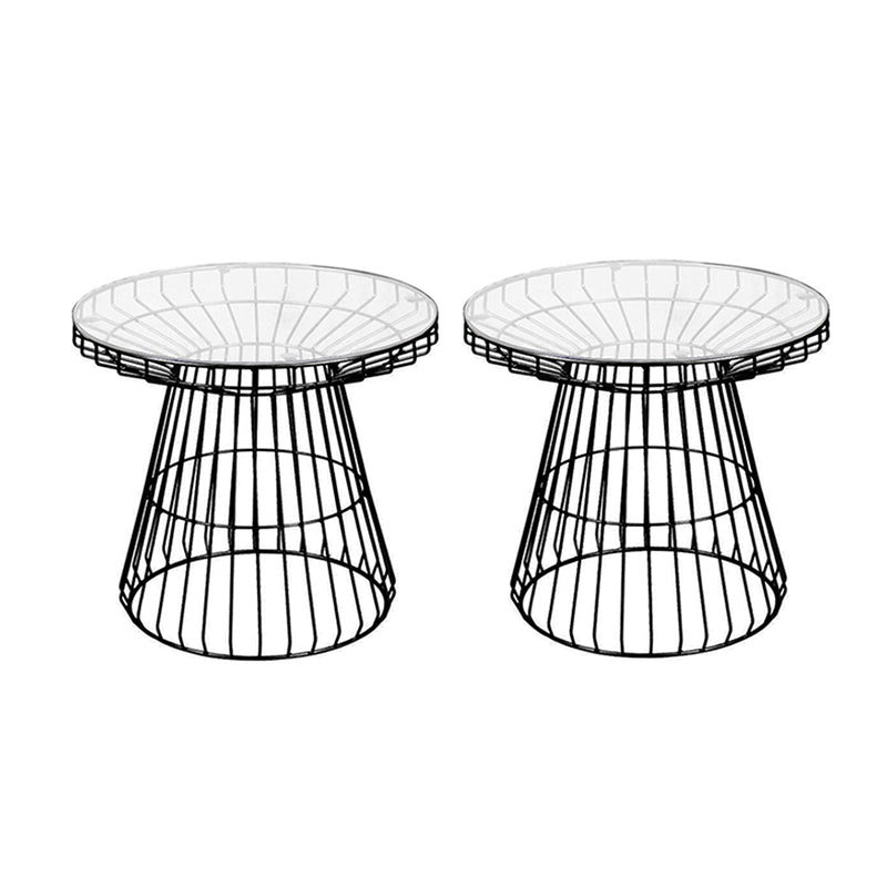 Modern Style Glass Round Side Table Dia 19.7-inch Frame End Table