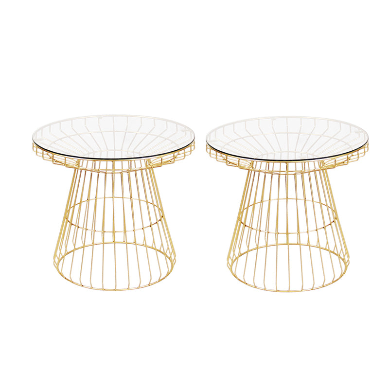 Modern Style Glass Round Side Table Dia 19.7-inch Frame End Table