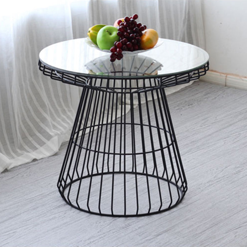 Modern Style Glass Round Side Table Dia 19.7-inch Frame End Table