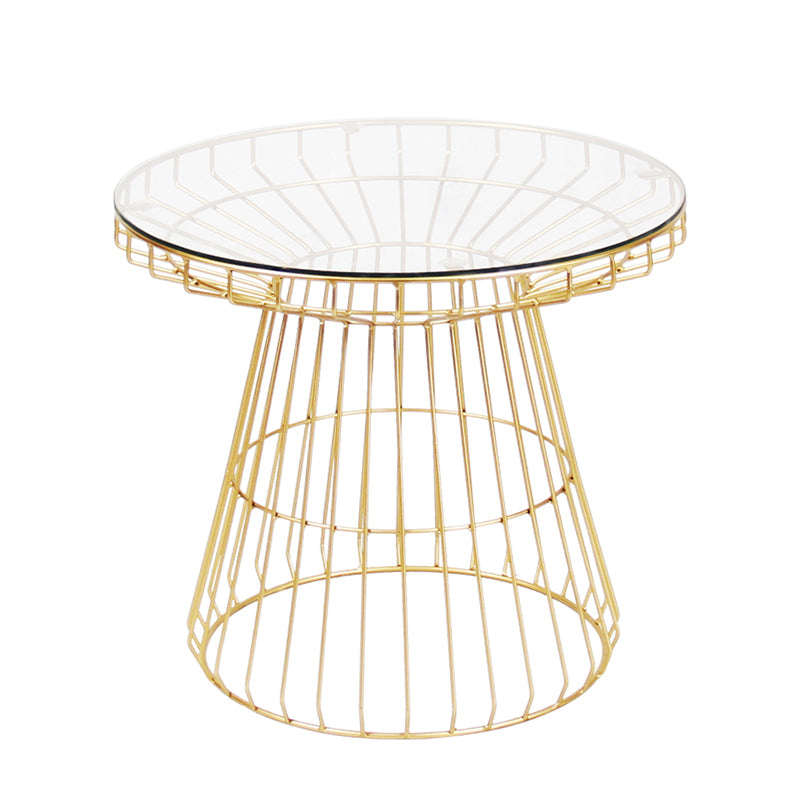 Modern Style Glass Round Side Table Dia 19.7-inch Frame End Table