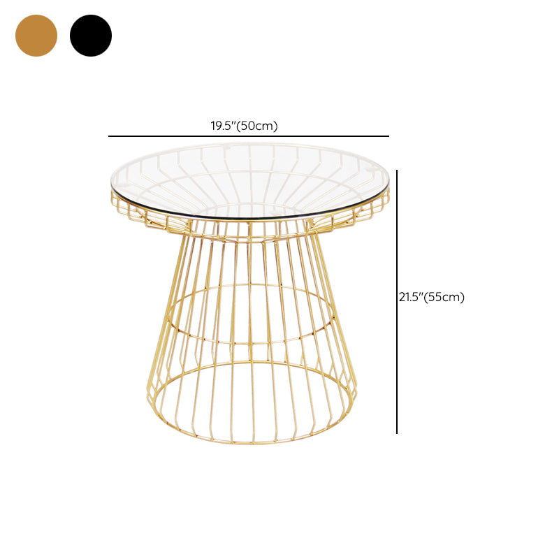 Modern Style Glass Round Side Table Dia 19.7-inch Frame End Table