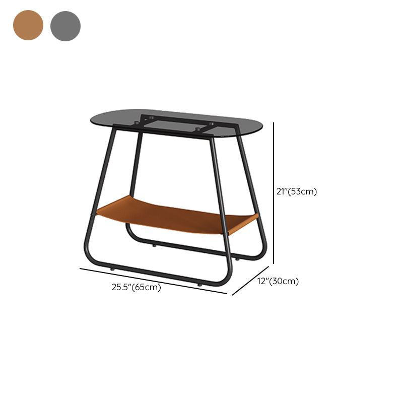 Elliptical Glass Sled Side Table 20.9"tall 1-Shelf End Table