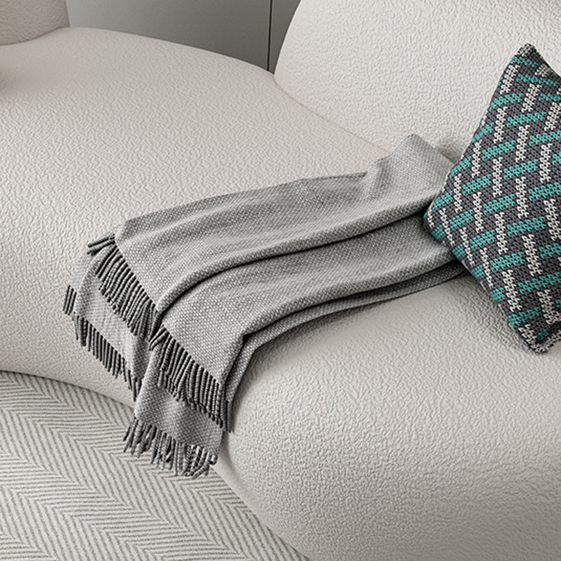Contemporary Tuxedo Arm Sofa White Tight Back Seating for Living Room