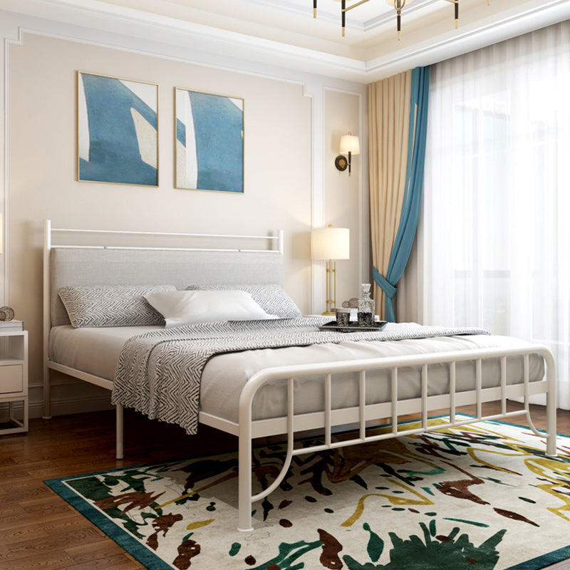 Modern Rectangular Bed Metal Legs Bed with Upholstered Headboard