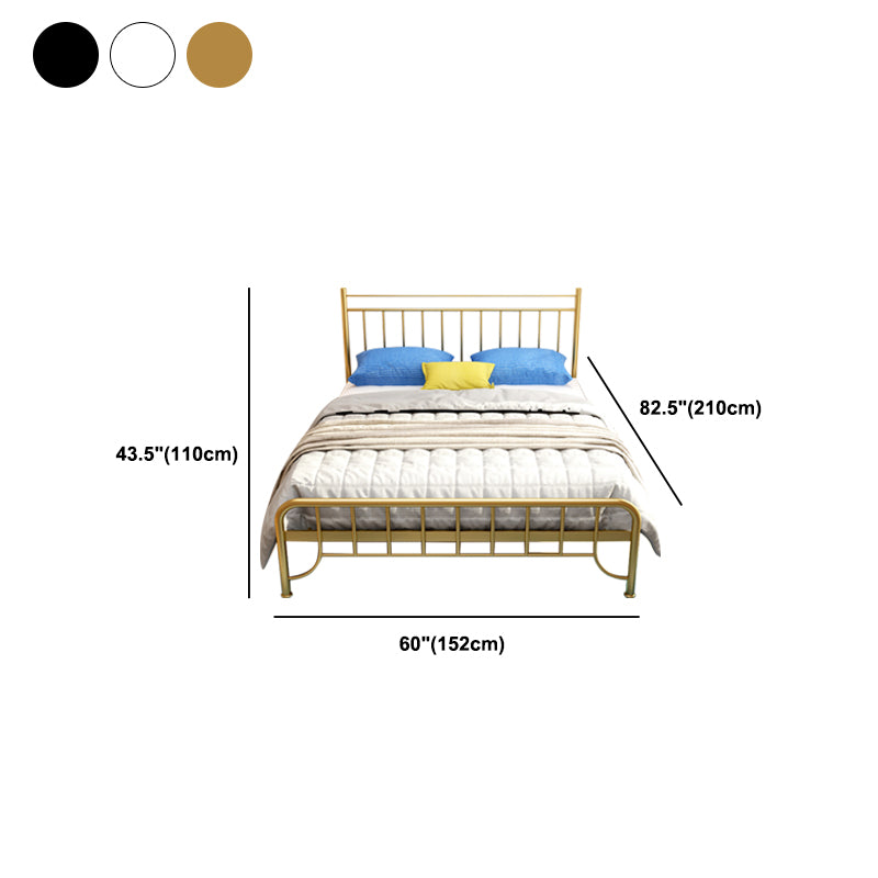 Modern Rectangular Bed Metal Legs Bed with Upholstered Headboard