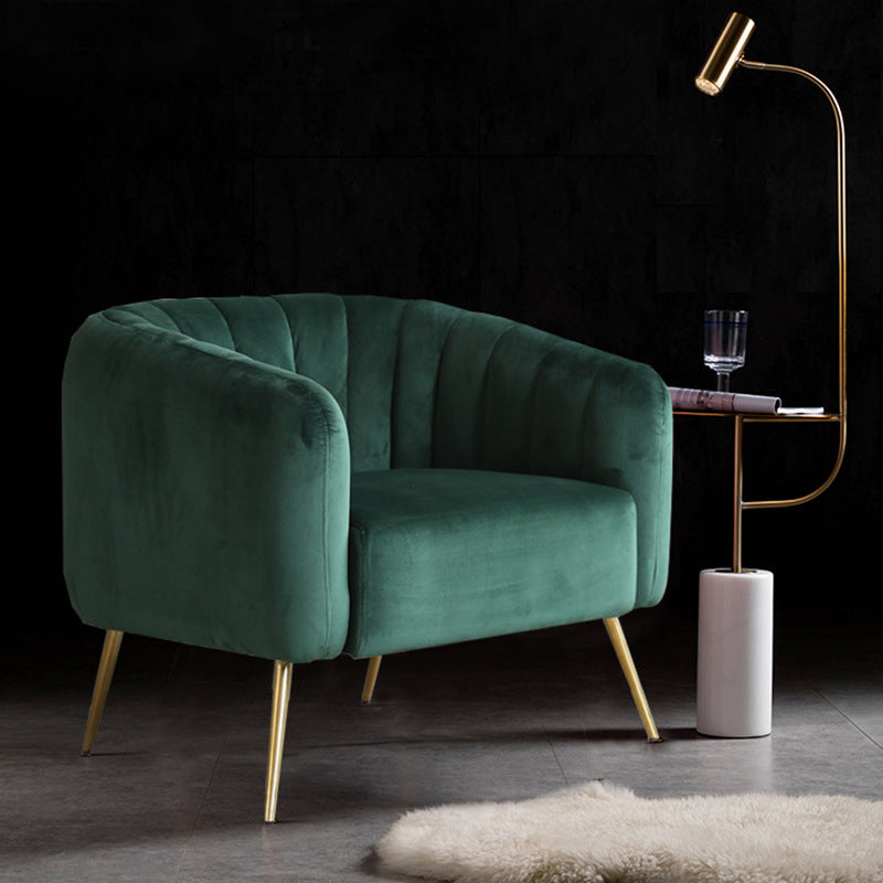 28.34" High Velvet Barrel Chair Arms Included Barrel Accent Chair