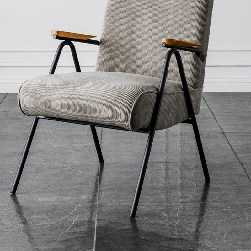 Corduroy Arms Included Chair 32.28" High Solid Wood Armchair with Basic Four Leg
