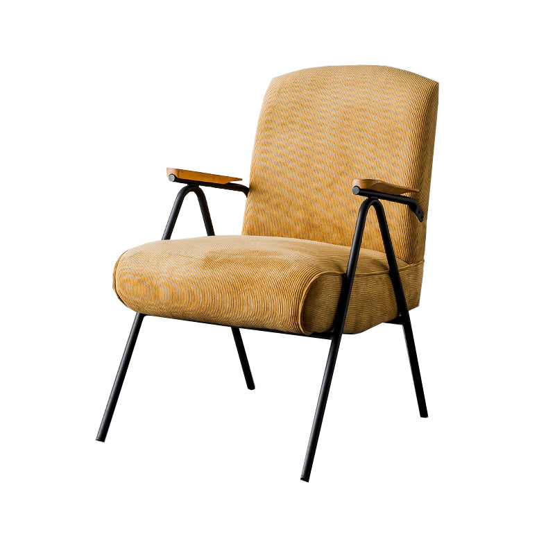 Corduroy Arms Included Chair 32.28" High Solid Wood Armchair with Basic Four Leg