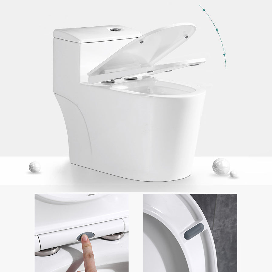 Traditional One Piece Toilet Floor Mounted White Toilet Bowl with Seat for Washroom
