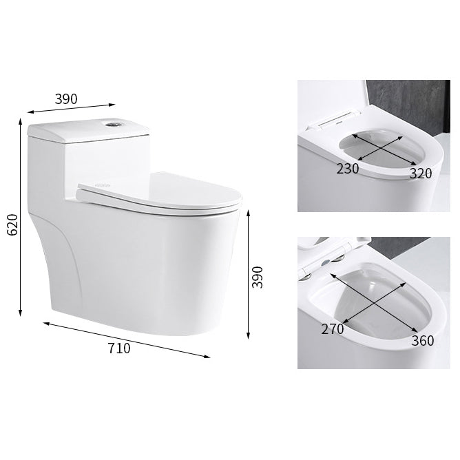 Traditional One Piece Toilet Floor Mounted White Toilet Bowl with Seat for Washroom