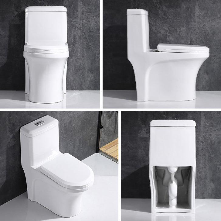 Traditional One Piece Toilet Floor Mounted White Toilet Bowl with Seat for Washroom