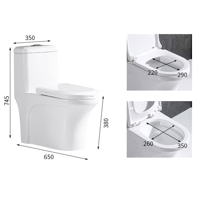 Traditional One Piece Toilet Floor Mounted White Toilet Bowl with Seat for Washroom