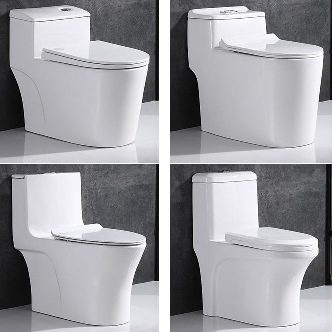 Traditional One Piece Toilet Floor Mounted White Toilet Bowl with Seat for Washroom