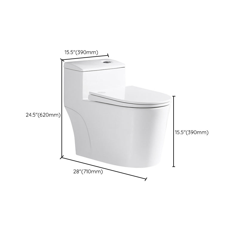 Traditional One Piece Toilet Floor Mounted White Toilet Bowl with Seat for Washroom