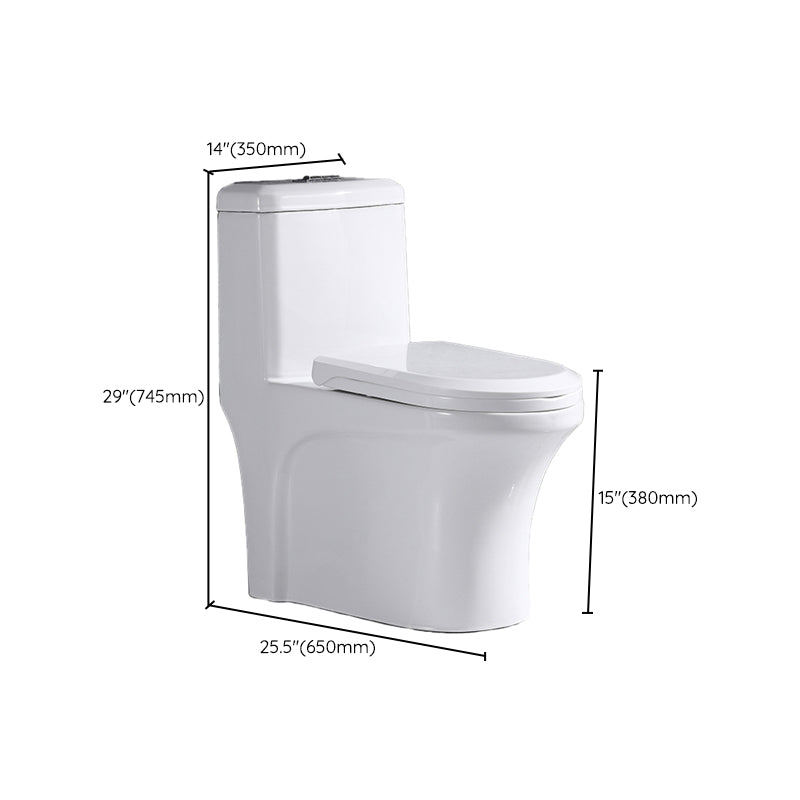 Traditional One Piece Toilet Floor Mounted White Toilet Bowl with Seat for Washroom