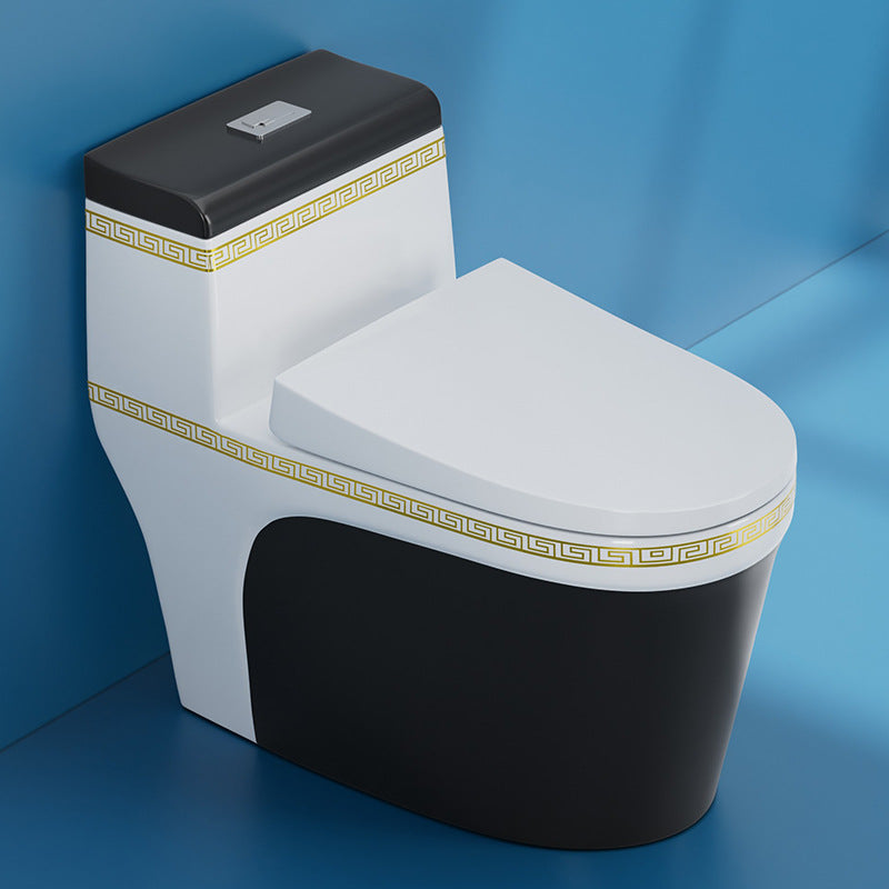 Traditional One Piece Toilet Floor Mounted Toilet Bowl with Slow Close Seat for Washroom