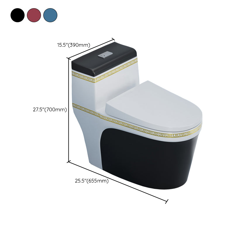 Traditional One Piece Toilet Floor Mounted Toilet Bowl with Slow Close Seat for Washroom