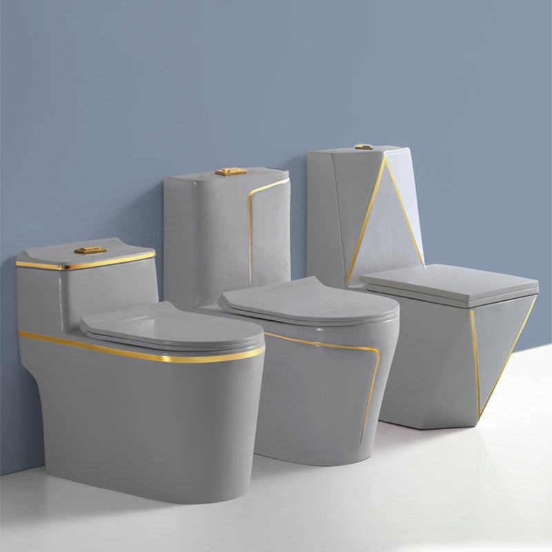 Traditional Floor Mounted Toilet Siphon Jet One-Piece Flush Toilet with Slow Close Seat
