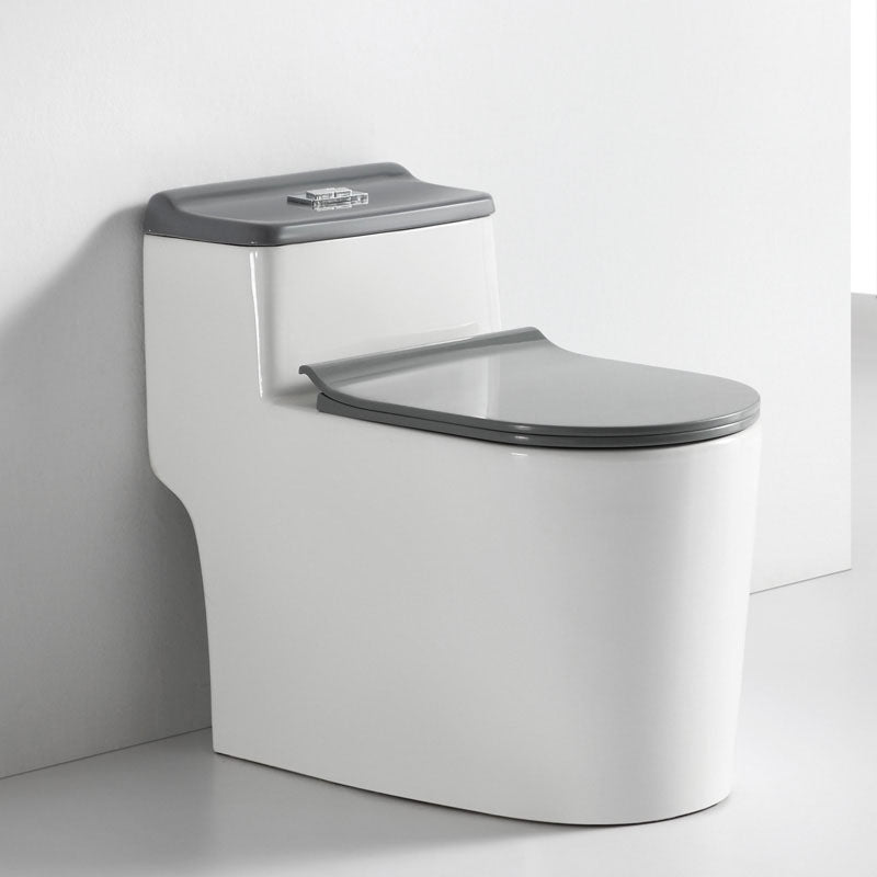 Traditional Floor Mounted Toilet Siphon Jet One-Piece Flush Toilet with Slow Close Seat