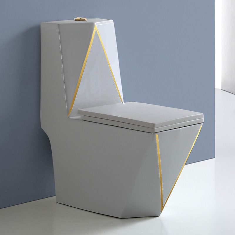 Traditional Floor Mounted Toilet Siphon Jet One-Piece Flush Toilet with Slow Close Seat