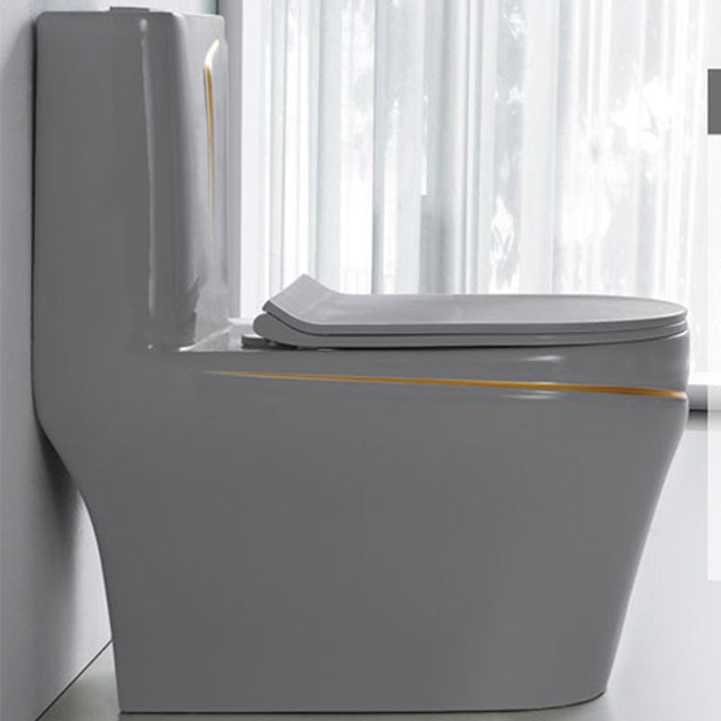 Traditional Floor Mounted Toilet Siphon Jet One-Piece Flush Toilet with Slow Close Seat