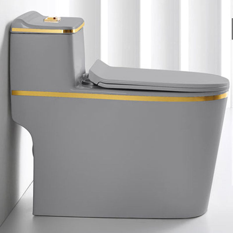 Traditional Floor Mounted Toilet Siphon Jet One-Piece Flush Toilet with Slow Close Seat