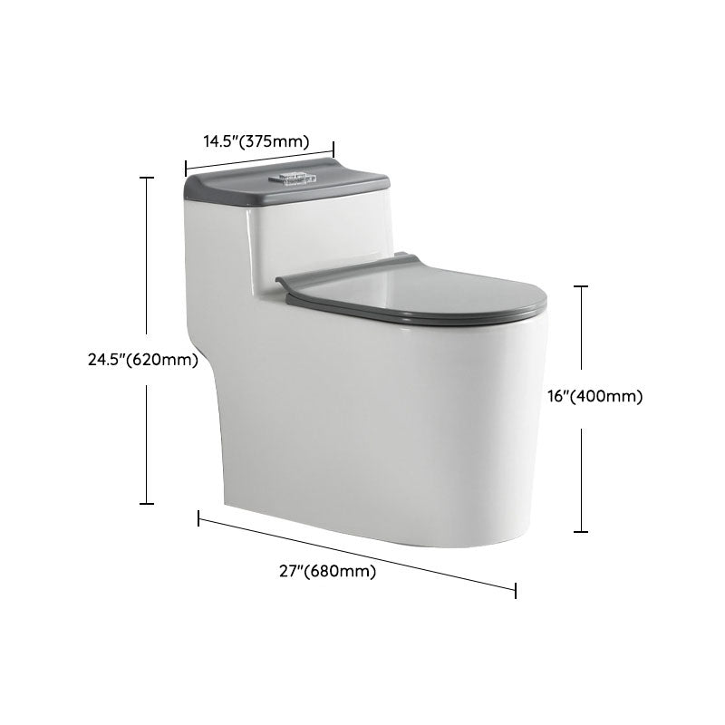 Traditional Floor Mounted Toilet Siphon Jet One-Piece Flush Toilet with Slow Close Seat