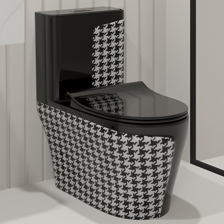Floor Mount Flush Toilet Traditional Skirted One-Piece Toilet with Slow Close Seat
