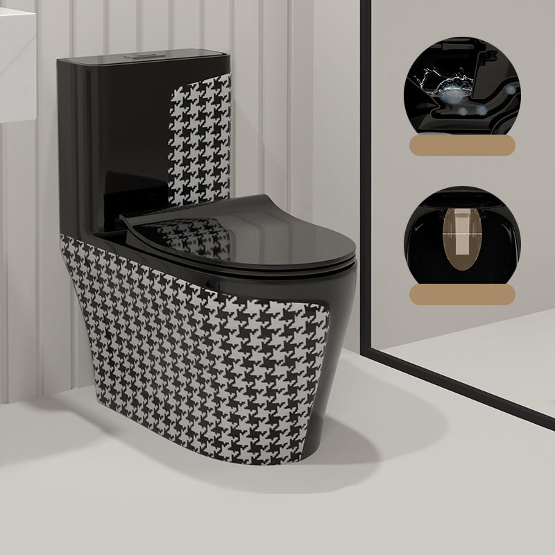 Floor Mount Flush Toilet Traditional Skirted One-Piece Toilet with Slow Close Seat