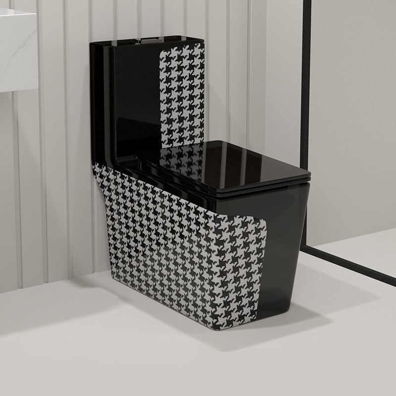 Floor Mount Flush Toilet Traditional Skirted One-Piece Toilet with Slow Close Seat