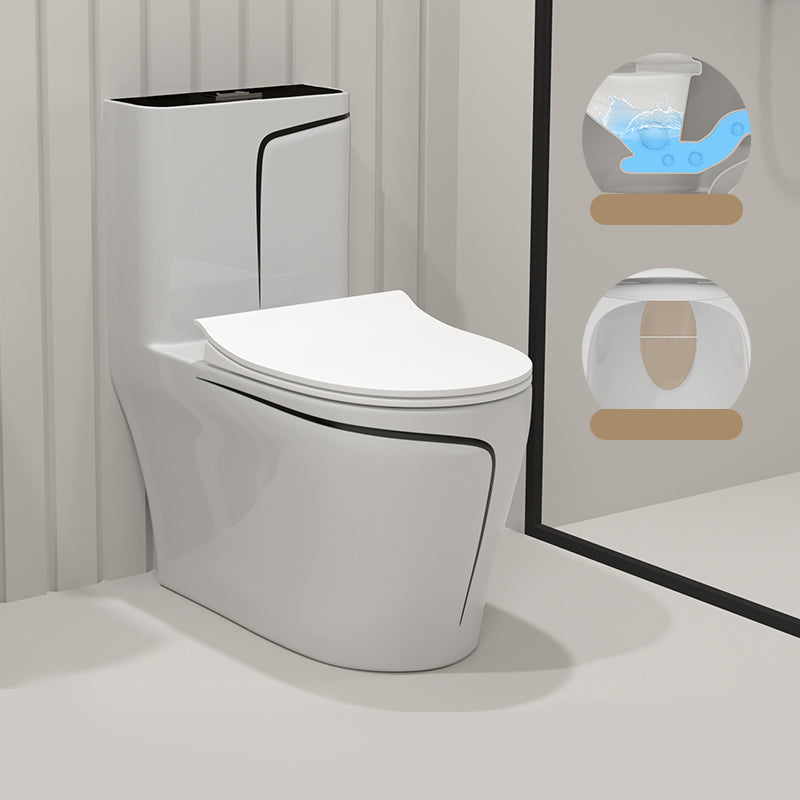 Floor Mount Flush Toilet Traditional Skirted One-Piece Toilet with Slow Close Seat
