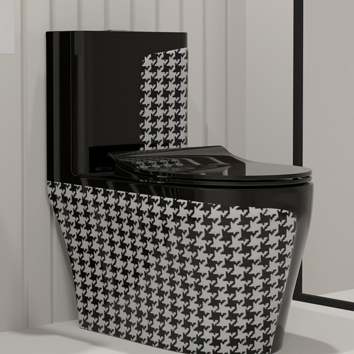 Floor Mount Flush Toilet Traditional Skirted One-Piece Toilet with Slow Close Seat