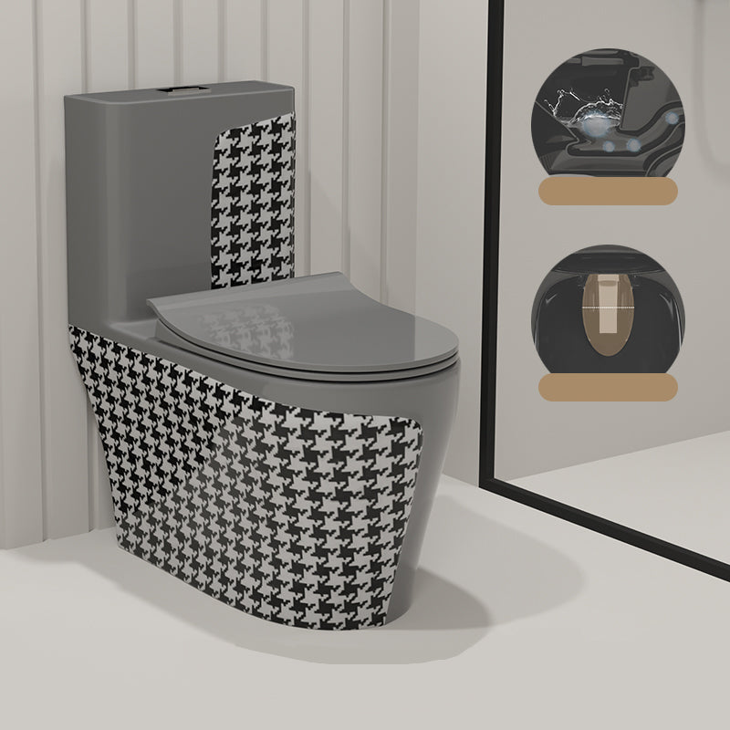 Floor Mount Flush Toilet Traditional Skirted One-Piece Toilet with Slow Close Seat