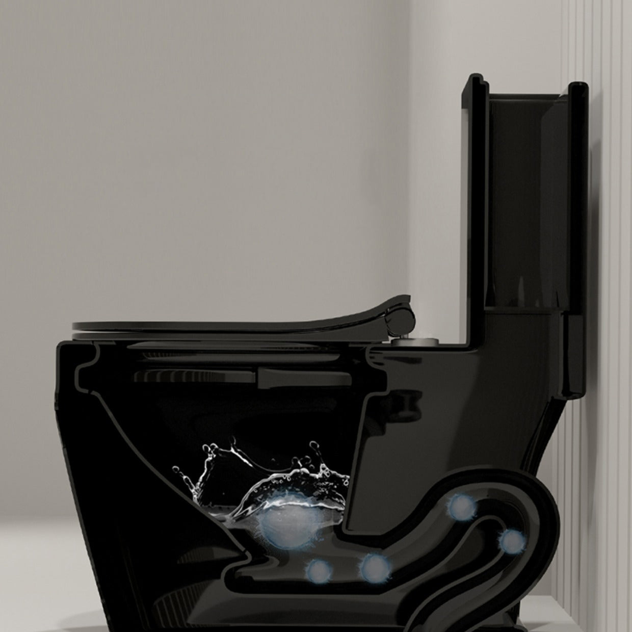 Floor Mount Flush Toilet Traditional Skirted One-Piece Toilet with Slow Close Seat