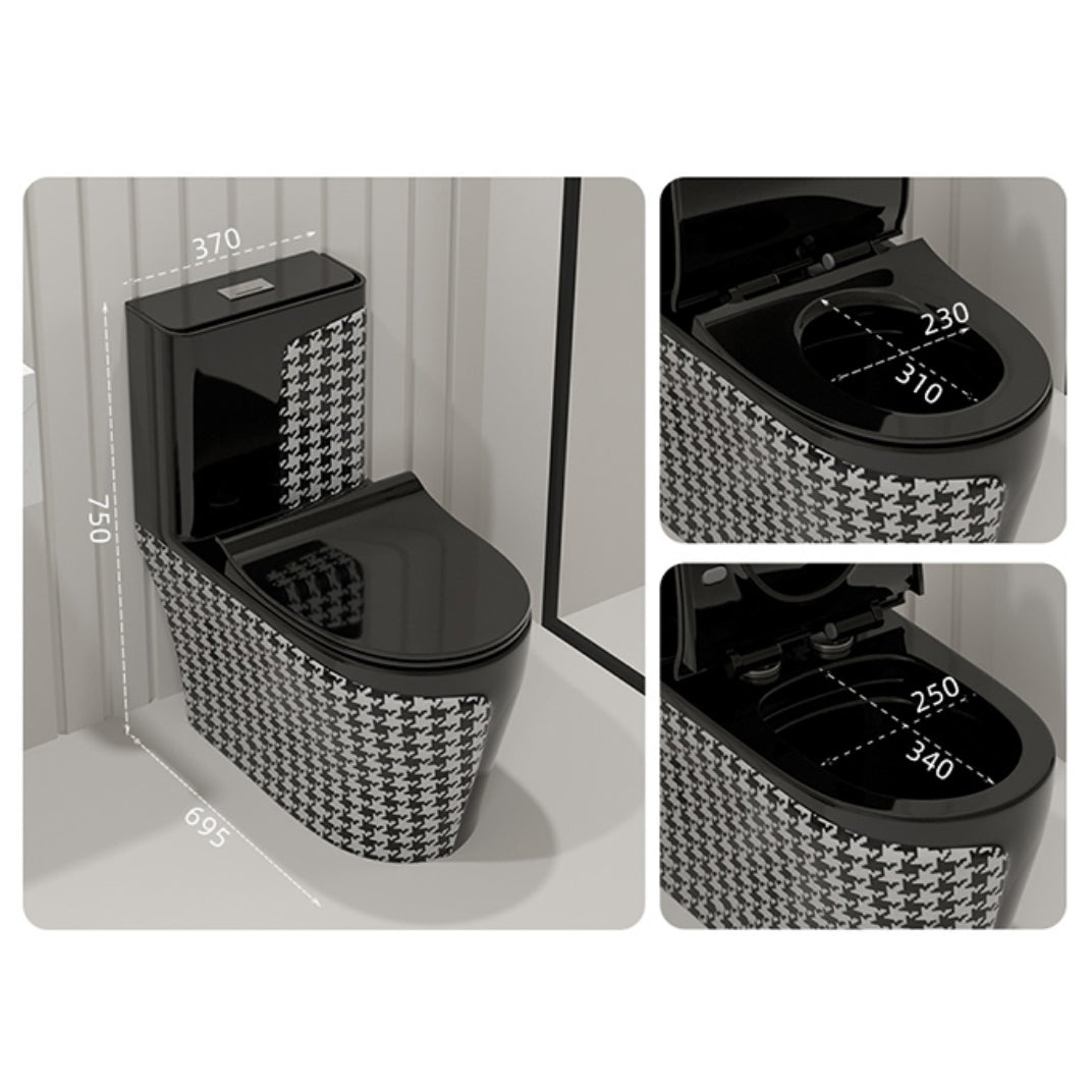 Floor Mount Flush Toilet Traditional Skirted One-Piece Toilet with Slow Close Seat