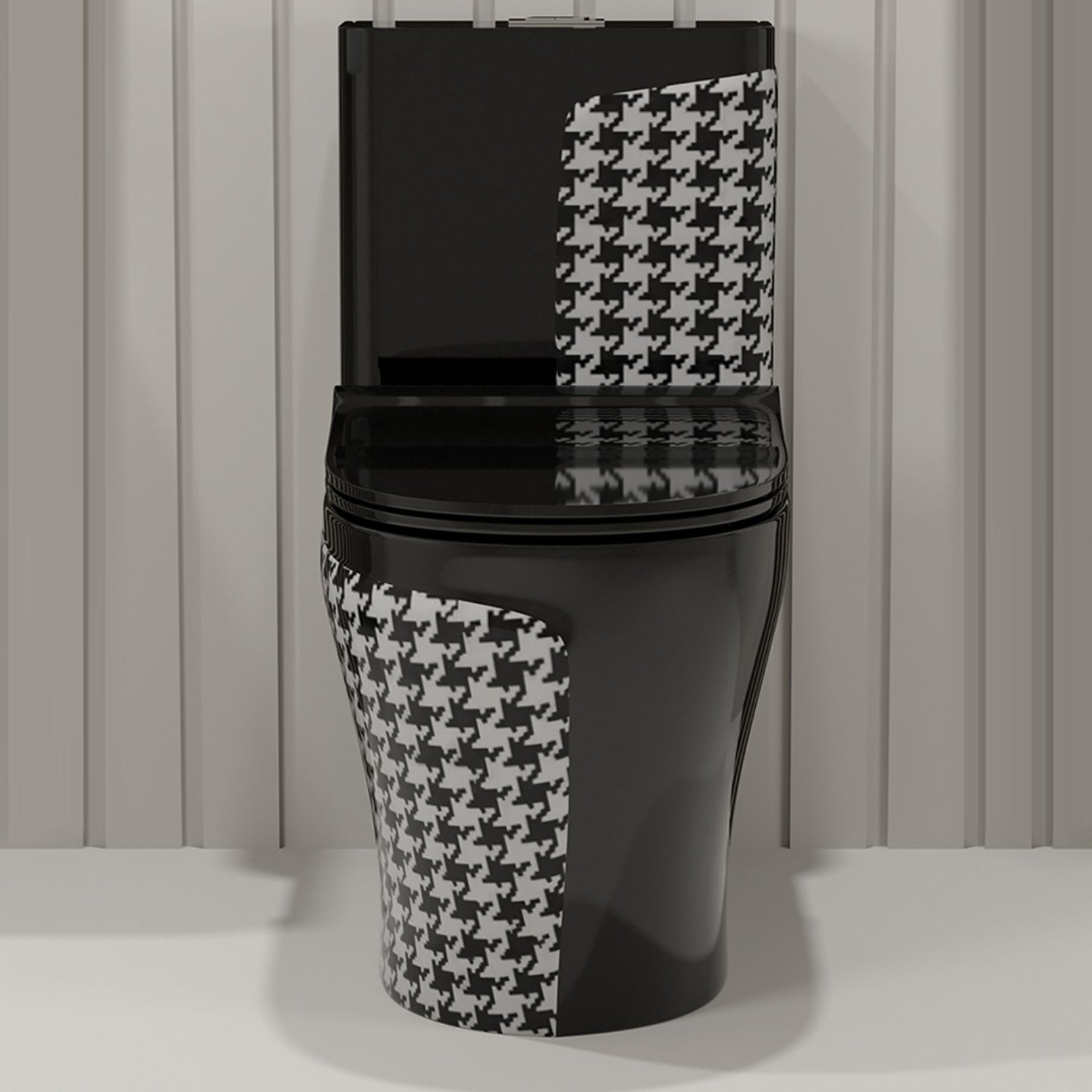 Floor Mount Flush Toilet Traditional Skirted One-Piece Toilet with Slow Close Seat