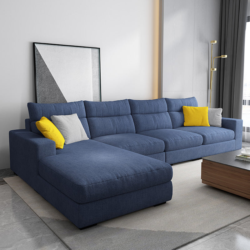 Contemporary Linen Square Arm Sofa & Chaise for Living Room