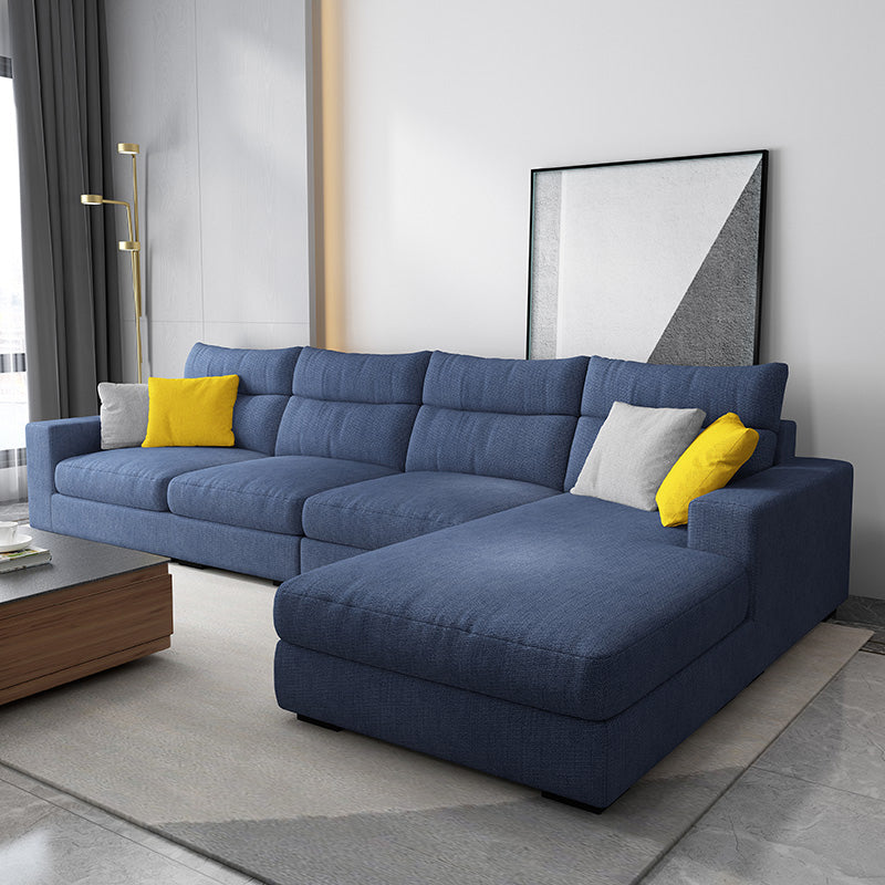 Contemporary Linen Square Arm Sofa & Chaise for Living Room