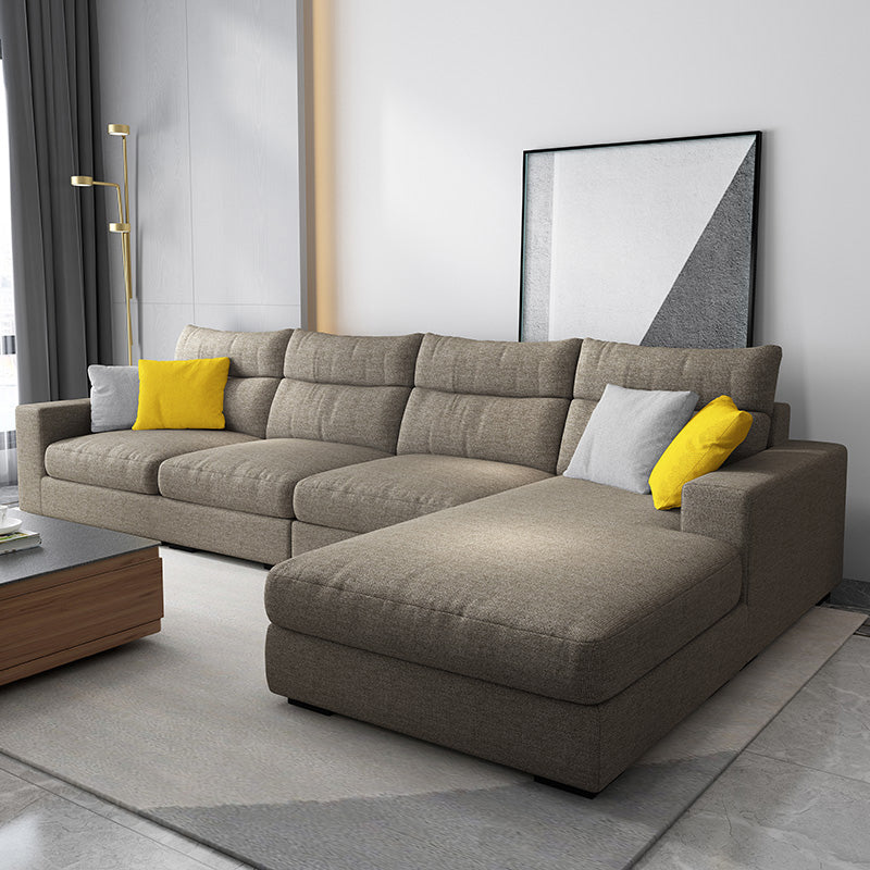 Contemporary Linen Square Arm Sofa & Chaise for Living Room