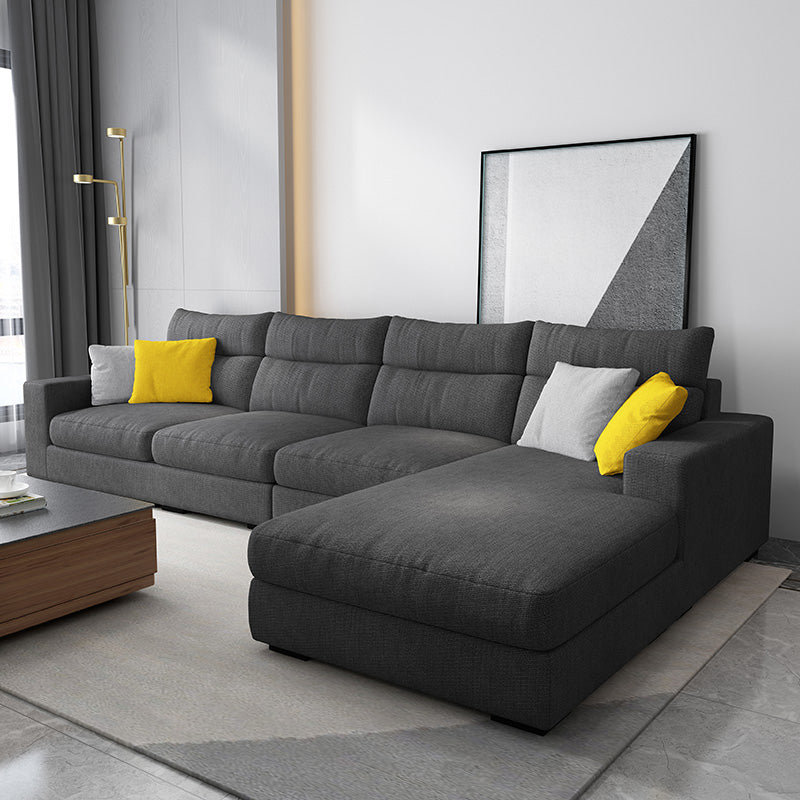 Contemporary Linen Square Arm Sofa & Chaise for Living Room
