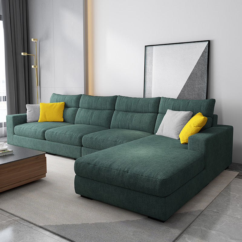 Contemporary Linen Square Arm Sofa & Chaise for Living Room